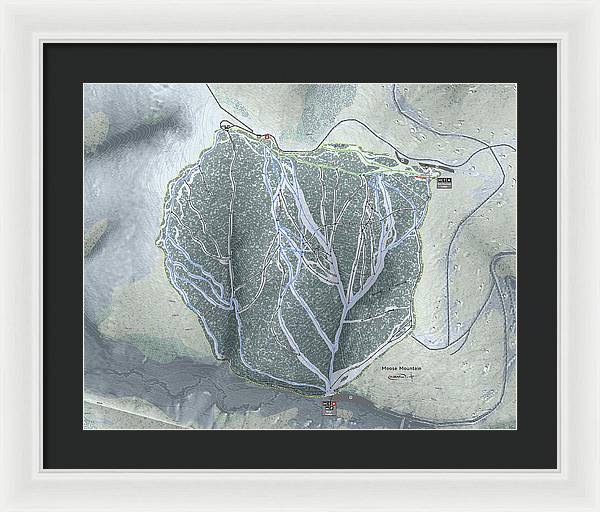 Moose Mountain Ski Trail Map - Framed Print - Powderaddicts