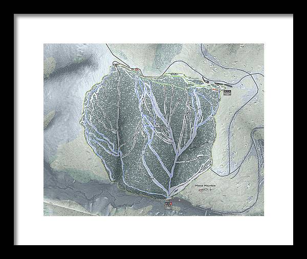 Moose Mountain Ski Trail Map - Framed Print - Powderaddicts