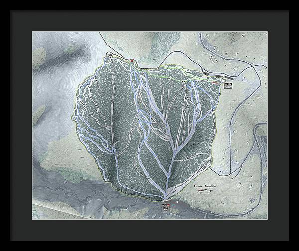 Moose Mountain Ski Trail Map - Framed Print - Powderaddicts