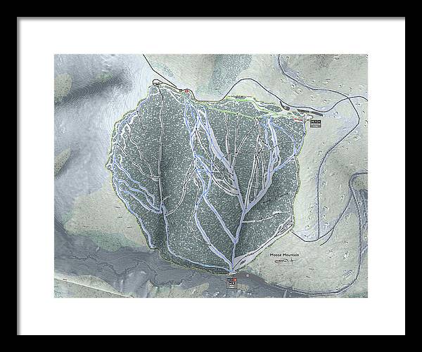 Moose Mountain Ski Trail Map - Framed Print - Powderaddicts