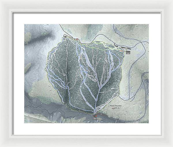 Moose Mountain Ski Trail Map - Framed Print - Powderaddicts