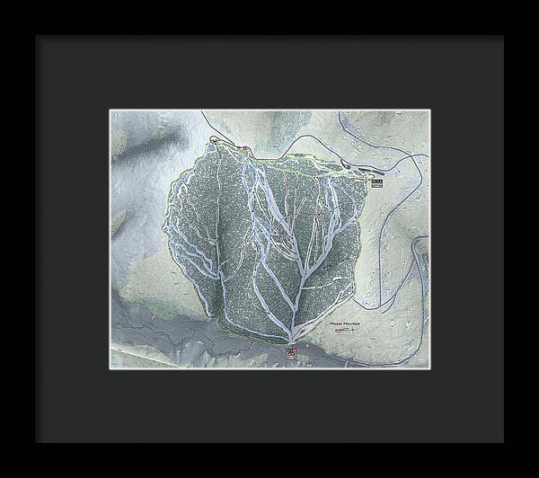 Moose Mountain Ski Trail Map - Framed Print - Powderaddicts