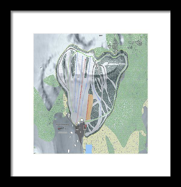 Mount Ashwabay Ski Trail Map - Framed Print - Powderaddicts