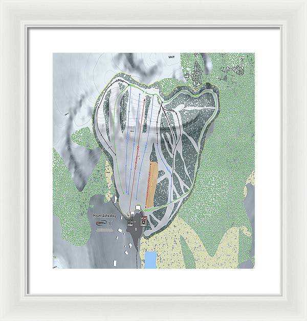 Mount Ashwabay Ski Trail Map - Framed Print - Powderaddicts