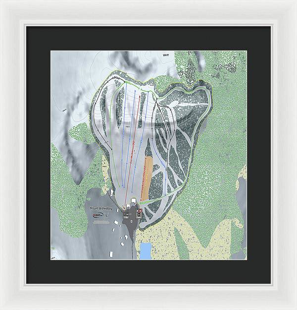 Mount Ashwabay Ski Trail Map - Framed Print - Powderaddicts