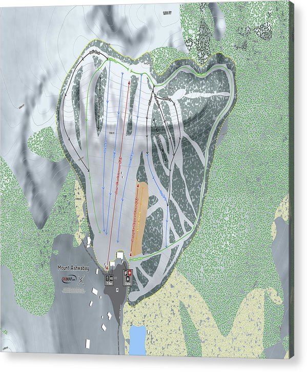 Mount Ashwabay Ski Trail Map - Acrylic Print - Powderaddicts