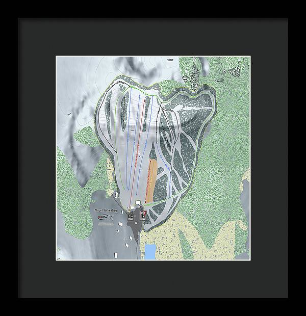 Mount Ashwabay Ski Trail Map - Framed Print - Powderaddicts