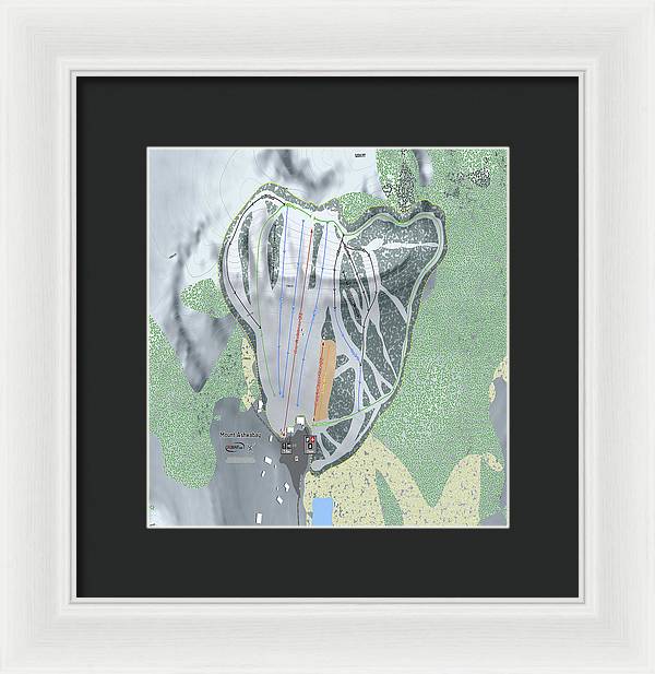 Mount Ashwabay Ski Trail Map - Framed Print - Powderaddicts