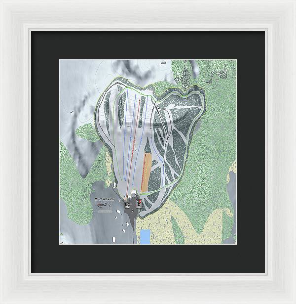 Mount Ashwabay Ski Trail Map - Framed Print - Powderaddicts