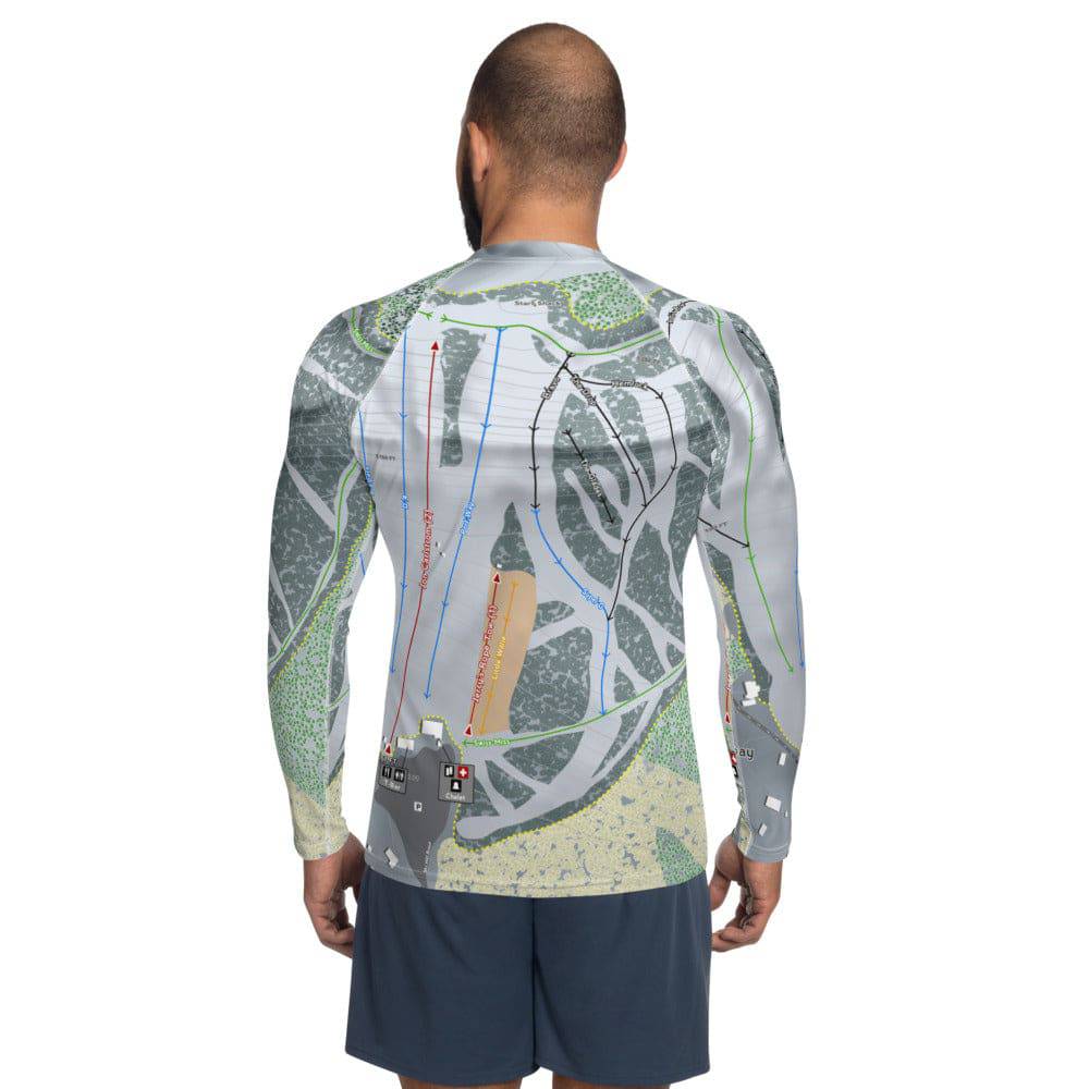Mount Ashwabay, Wisconsin Ski Trail Map Men's Base Layer Top - Powderaddicts