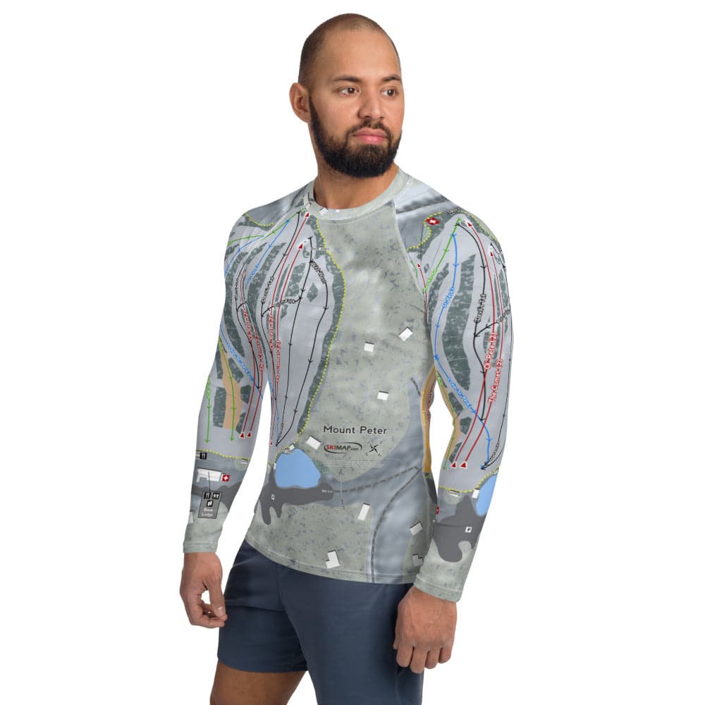 Mount Peter, New York Ski Trail Map Men's Base Layer Top - Powderaddicts