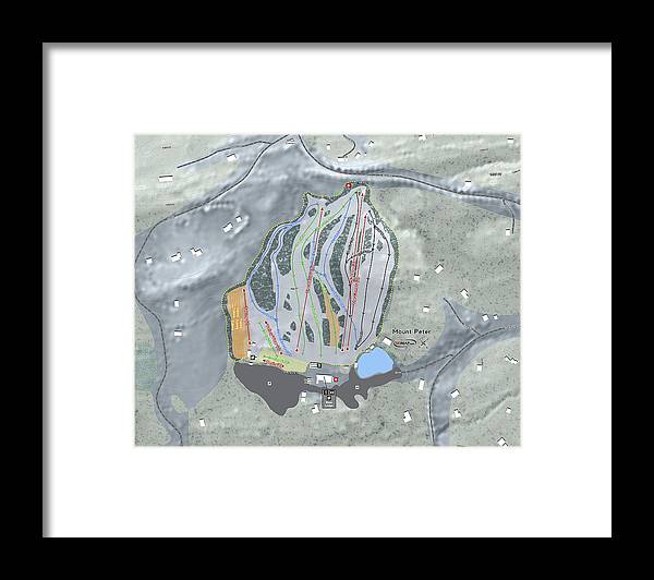Mount Peter Ski Trail Map - Framed Print - Powderaddicts