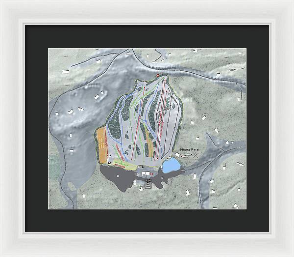 Mount Peter Ski Trail Map - Framed Print - Powderaddicts