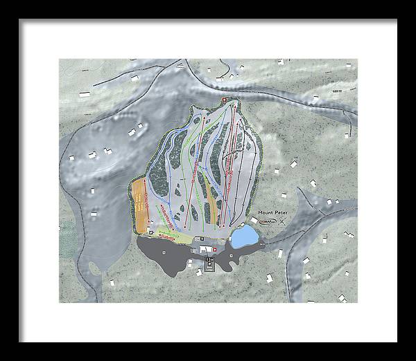Mount Peter Ski Trail Map - Framed Print - Powderaddicts
