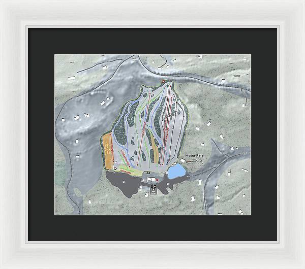 Mount Peter Ski Trail Map - Framed Print - Powderaddicts
