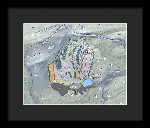 Mount Peter Ski Trail Map - Framed Print - Powderaddicts