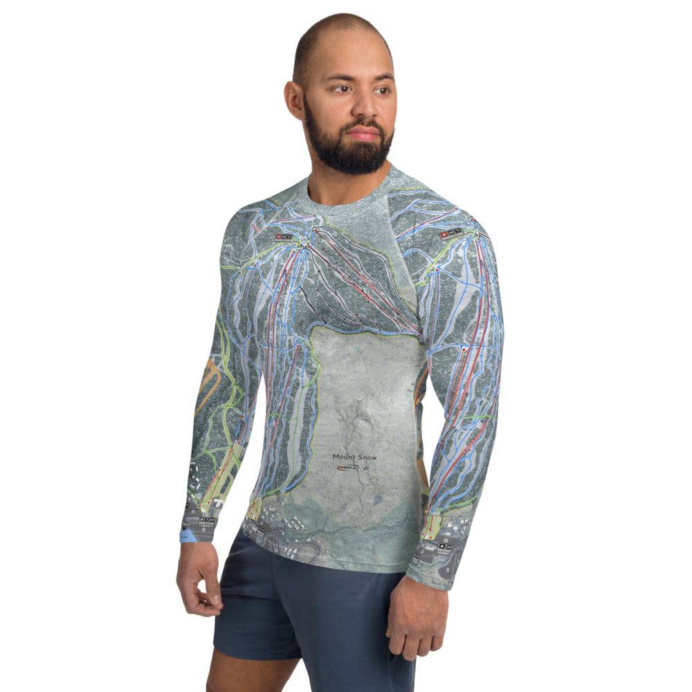 Mount Snow, Vermont Ski Trail Map Men's Base Layer Top - Powderaddicts