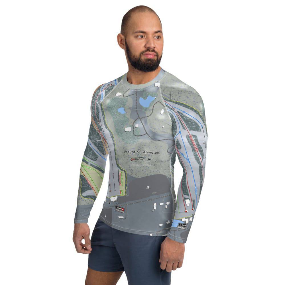 Mount Southington, Connecticut Ski Trail Map Men's Base Layer Top - Powderaddicts