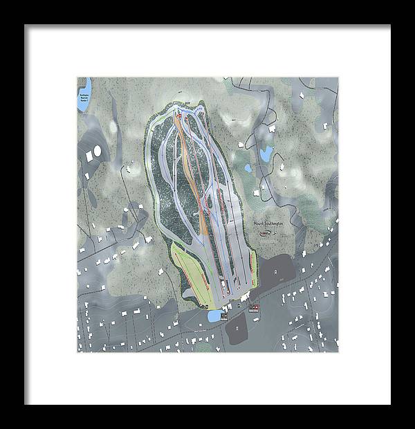 Mount Southington Ski Trail Map - Framed Print - Powderaddicts