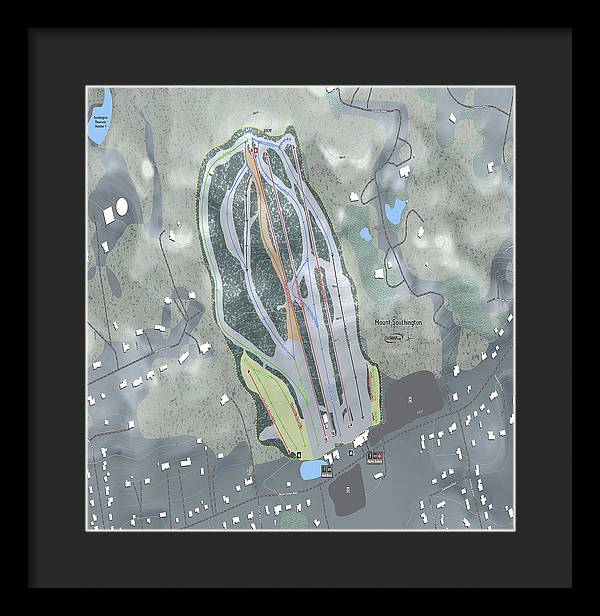 Mount Southington Ski Trail Map - Framed Print - Powderaddicts