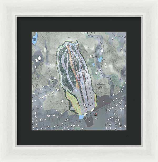 Mount Southington Ski Trail Map - Framed Print - Powderaddicts