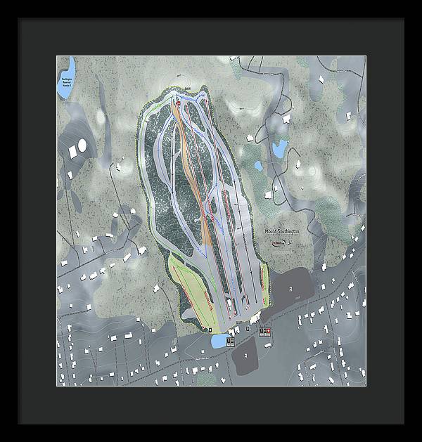 Mount Southington Ski Trail Map - Framed Print - Powderaddicts
