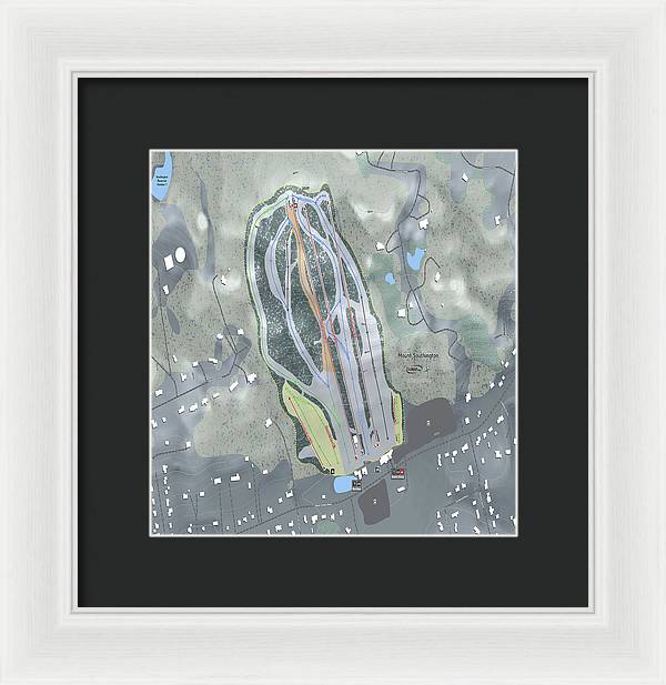 Mount Southington Ski Trail Map - Framed Print - Powderaddicts