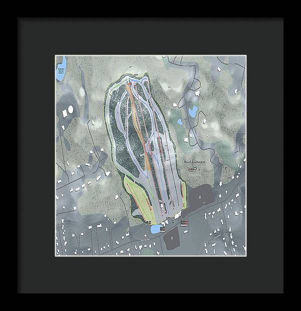 Mount Southington Ski Trail Map - Framed Print - Powderaddicts