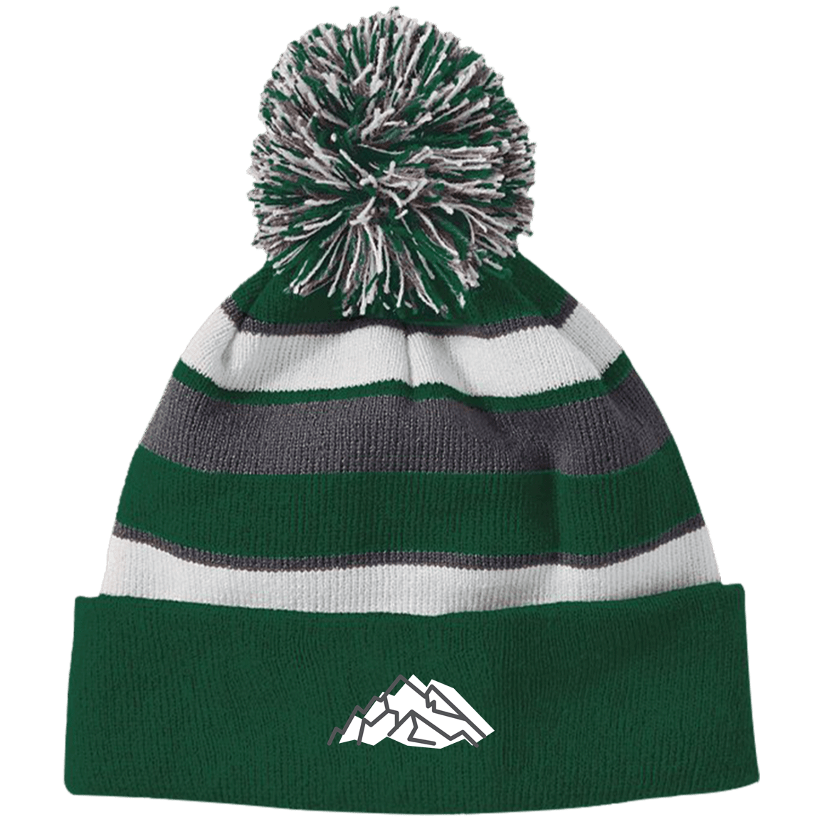 Mountain Embroidery Striped Beanie - Powderaddicts