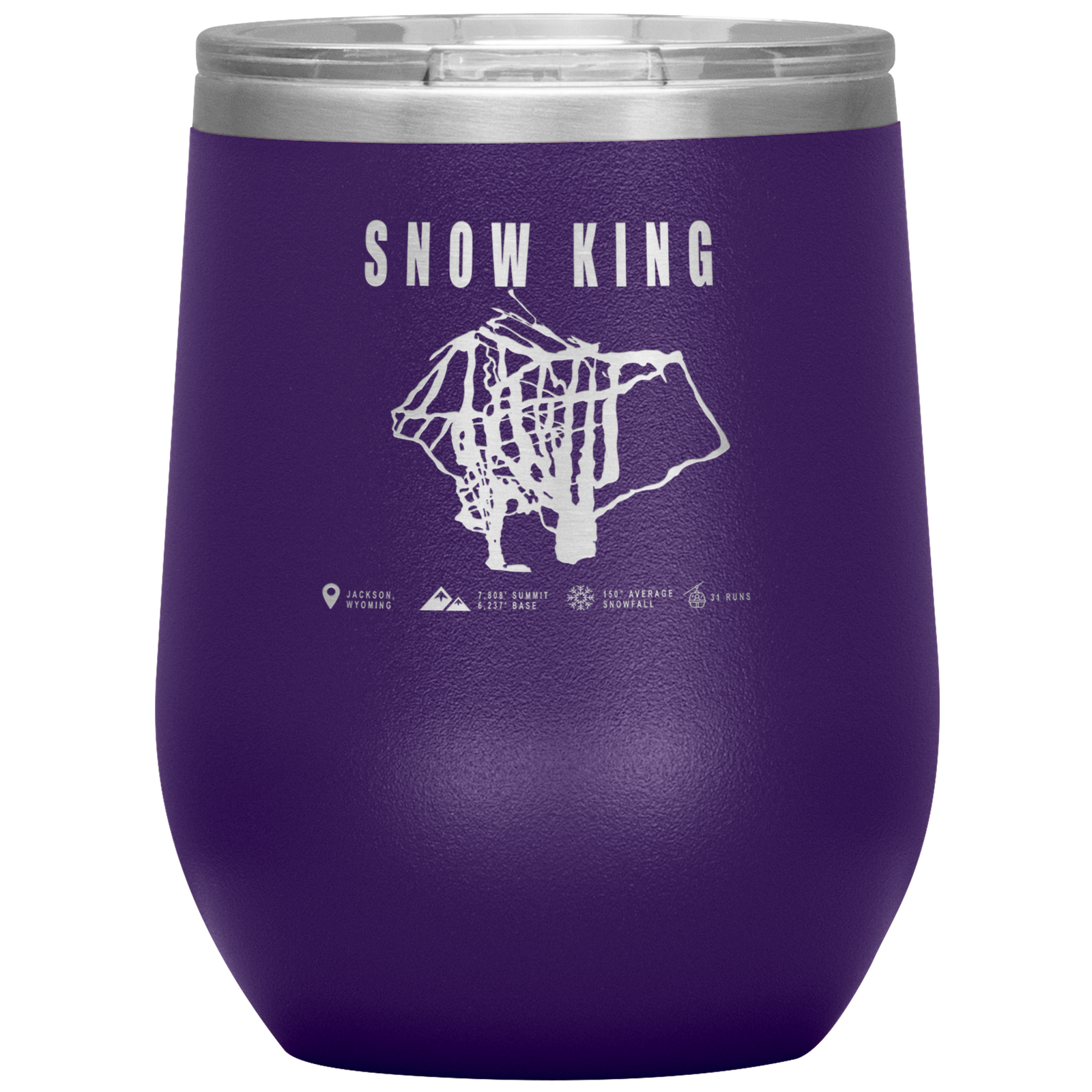 Snow King Wyoming Ski Trail Map Wine 12oz Tumbler - Powderaddicts