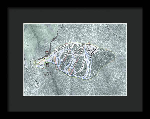 Mt Ashland Ski Trail Map - Framed Print - Powderaddicts