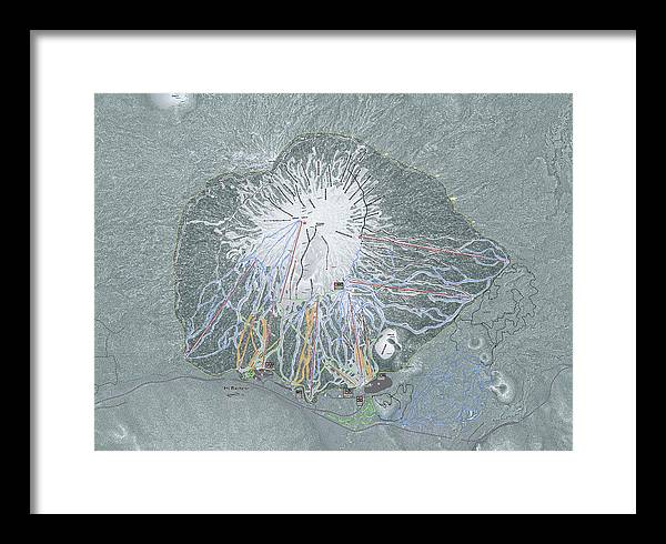 Mt Bachelor Ski Trail Map - Framed Print - Powderaddicts