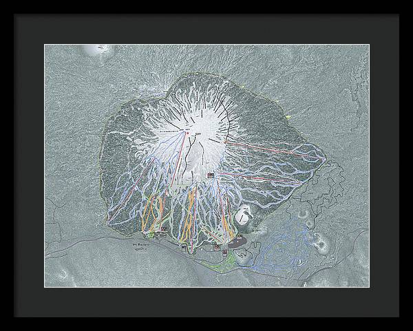 Mt Bachelor Ski Trail Map - Framed Print - Powderaddicts