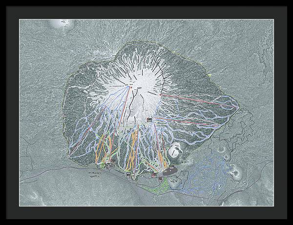 Mt Bachelor Ski Trail Map - Framed Print - Powderaddicts