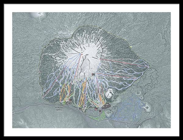 Mt Bachelor Ski Trail Map - Framed Print - Powderaddicts