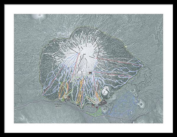 Mt Bachelor Ski Trail Map - Framed Print - Powderaddicts
