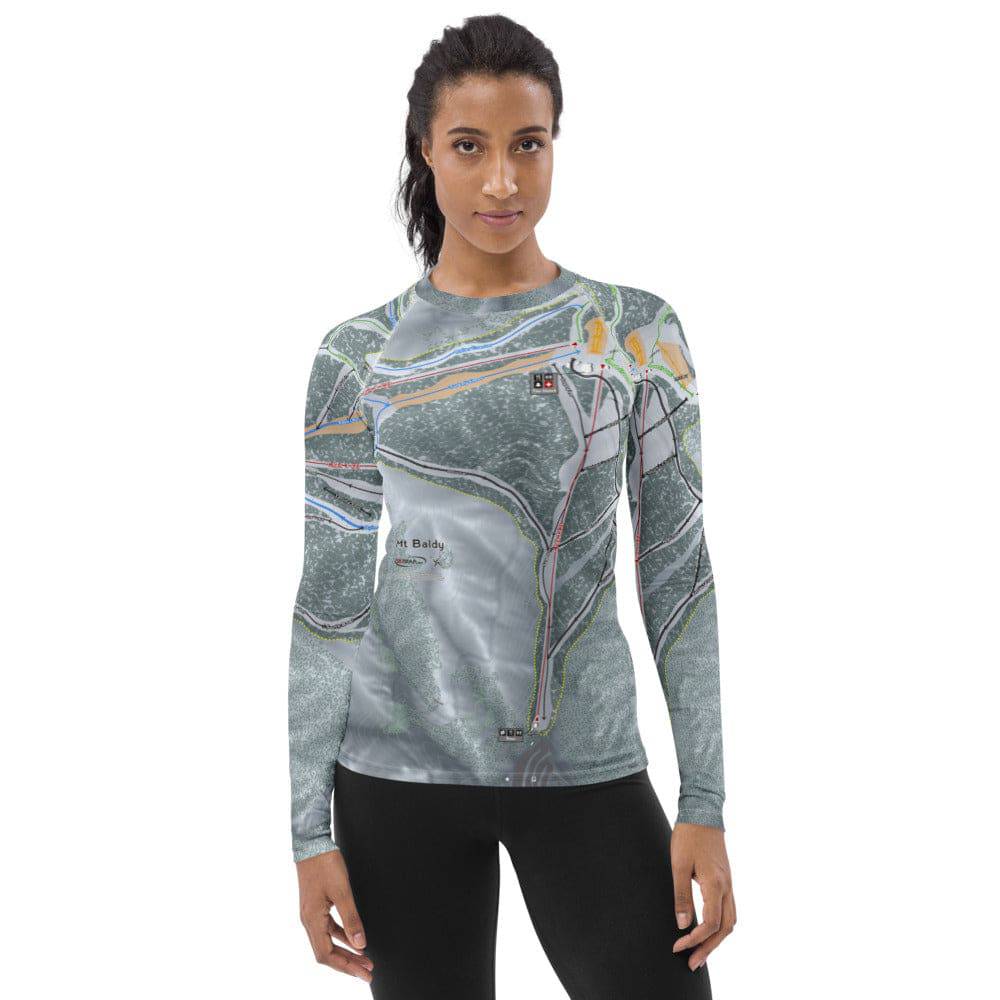 Mt Baldy, California Ski Trail Map Women's Base Layer Top - Powderaddicts