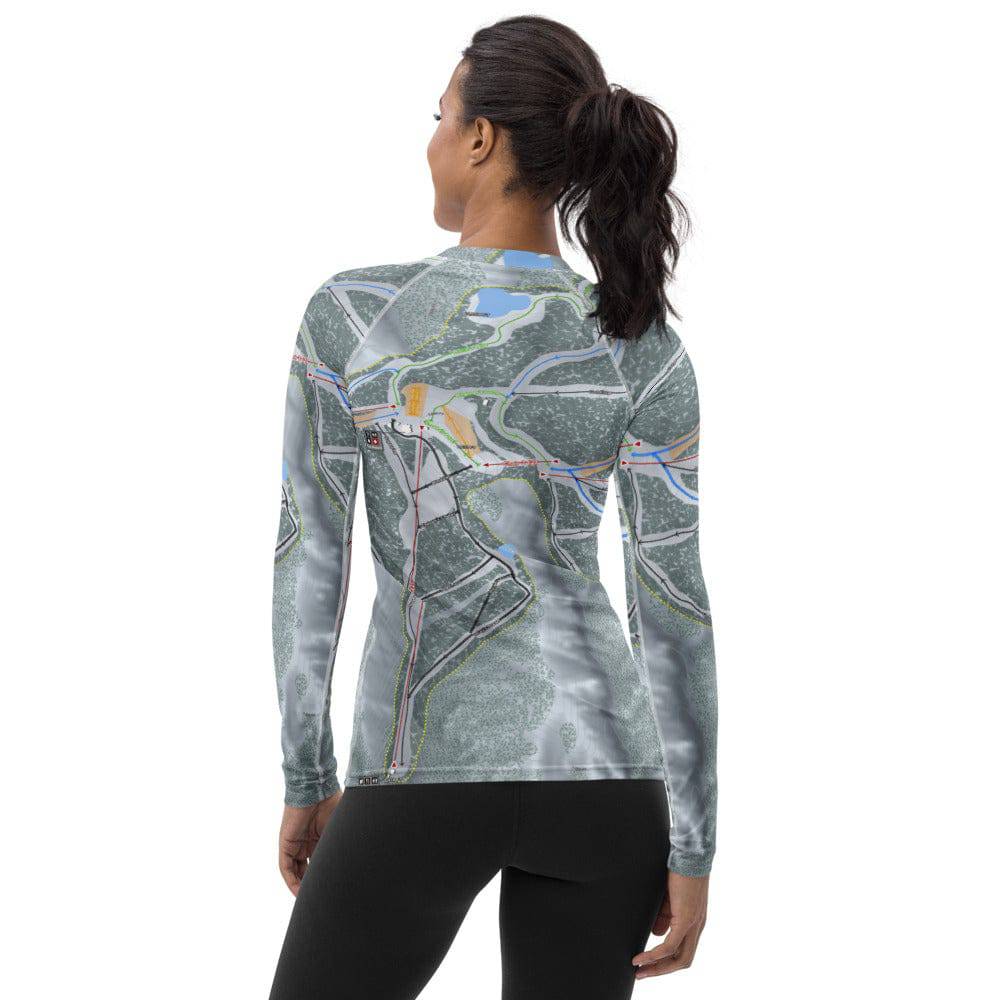 Mt Baldy, California Ski Trail Map Women's Base Layer Top - Powderaddicts