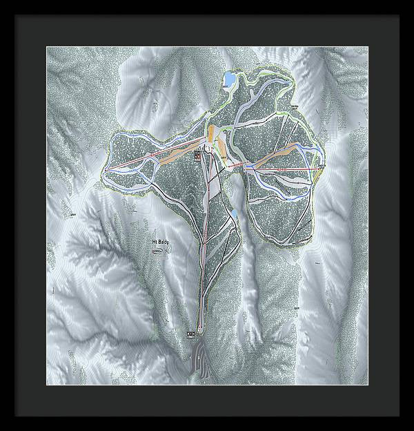 Mt Baldy Ski Trail Map - Framed Print - Powderaddicts