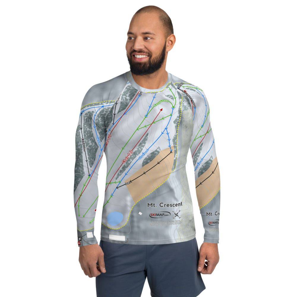 Mt Crescent, Iowa Ski Trail Map Men's Base Layer Top - Powderaddicts