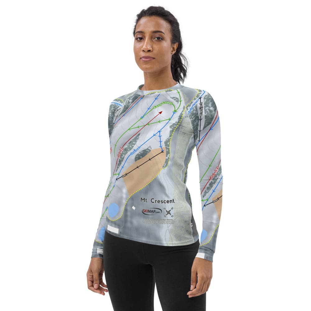 Mt Crescent, Iowa Ski Trail Map Women's Base Layer Top - Powderaddicts