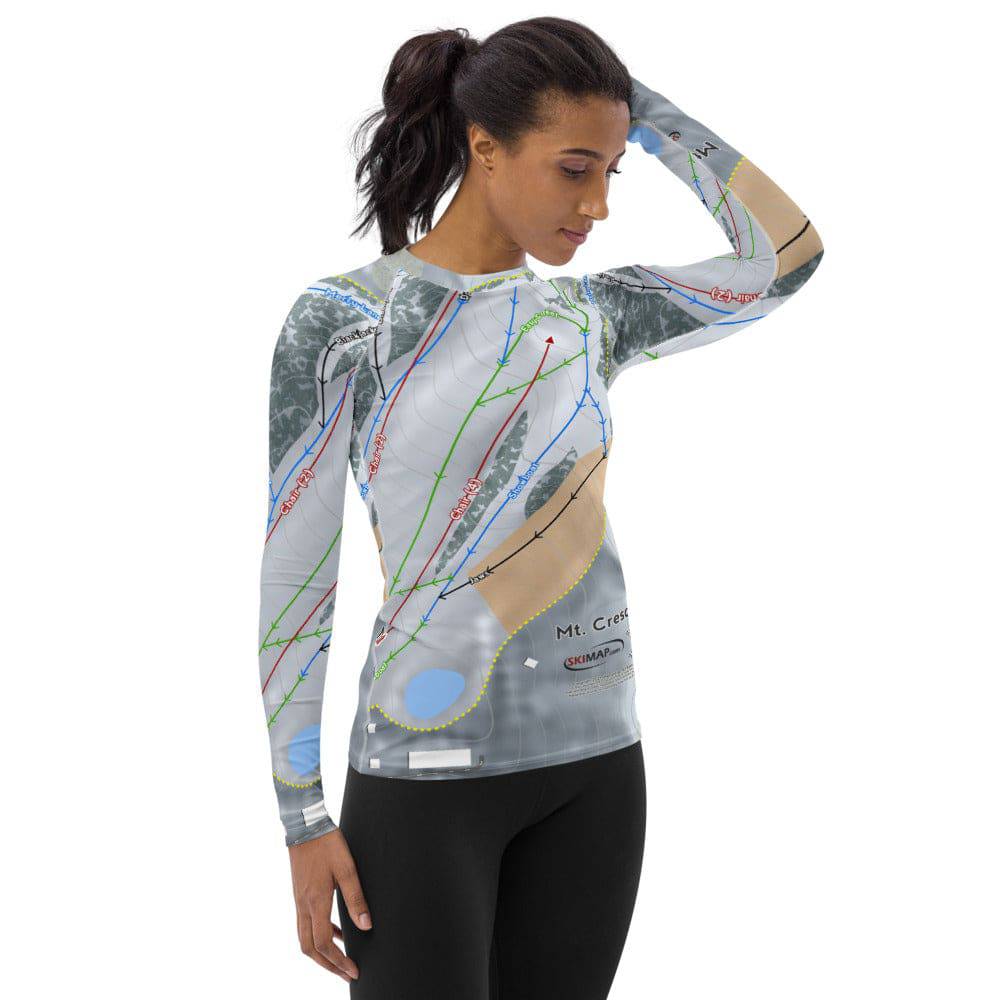 Mt Crescent, Iowa Ski Trail Map Women's Base Layer Top - Powderaddicts