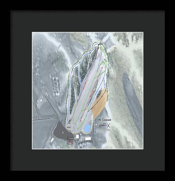 Mt Crescent Ski Trail Map - Framed Print - Powderaddicts