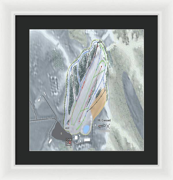 Mt Crescent Ski Trail Map - Framed Print - Powderaddicts