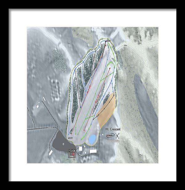 Mt Crescent Ski Trail Map - Framed Print - Powderaddicts