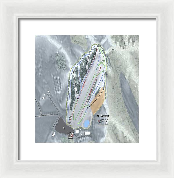 Mt Crescent Ski Trail Map - Framed Print - Powderaddicts