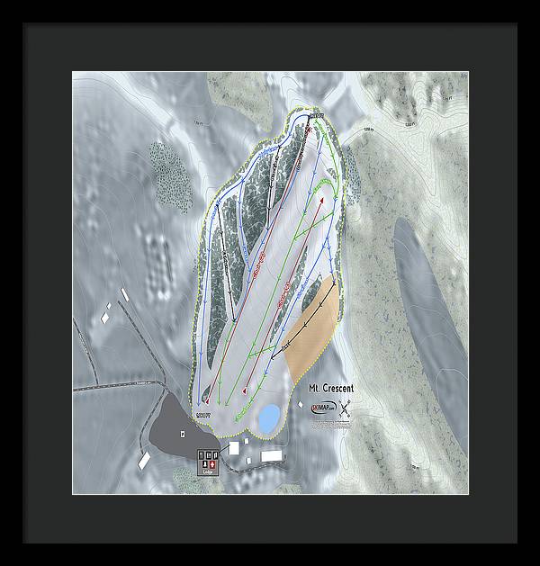 Mt Crescent Ski Trail Map - Framed Print - Powderaddicts