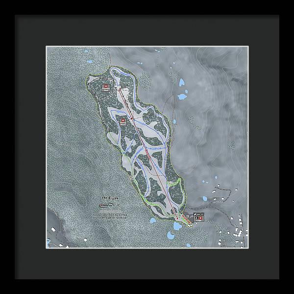 Mt Eyak Ski Trail Map - Framed Print - Powderaddicts