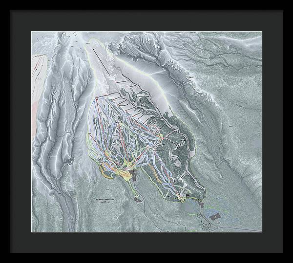 Mt Hood Meadows Ski Trail Map - Framed Print - Powderaddicts