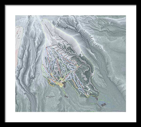 Mt Hood Meadows Ski Trail Map - Framed Print - Powderaddicts